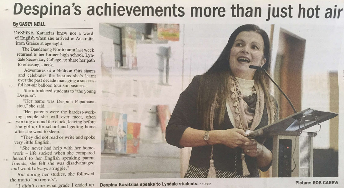 Despina Karatzias on a newspaper headline