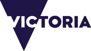 Victoria State Logo – navy triangular logo with "Victoria" text in bold and modern font.