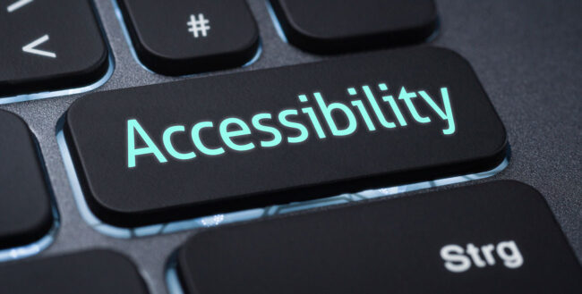 Digital Accessibility: Inclusive Design That Works for Everyone Close-up of a computer keyboard with a highlighted key labelled “Accessibility”, symbolising inclusive digital design and online accessibility.